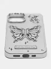 Серый металлик чехол на Айфон Apple IPhone  11 12 13 14 Pro Max с подставкой бабочка