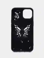 Фиолетовый чехол на Айфон Apple IPhone  11 12 13 14 Pro Max с подставкой бабочка
