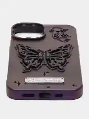 Фиолетовый чехол на Айфон Apple IPhone  11 12 13 14 Pro Max с подставкой бабочка