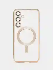 Золотой чехол накладка c защитой камеры для Samsung S24 Ulta, S24 Plus, S24  MagSafe магнит