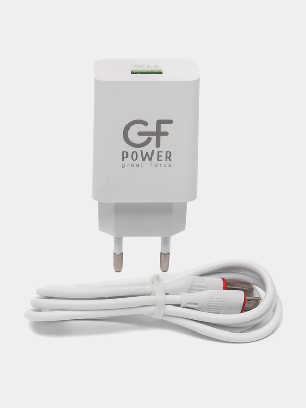 Сетевое зарядное устройство GFPower GF21M + кабель Micro-USB, USB-порт, QC3.0, 18Вт