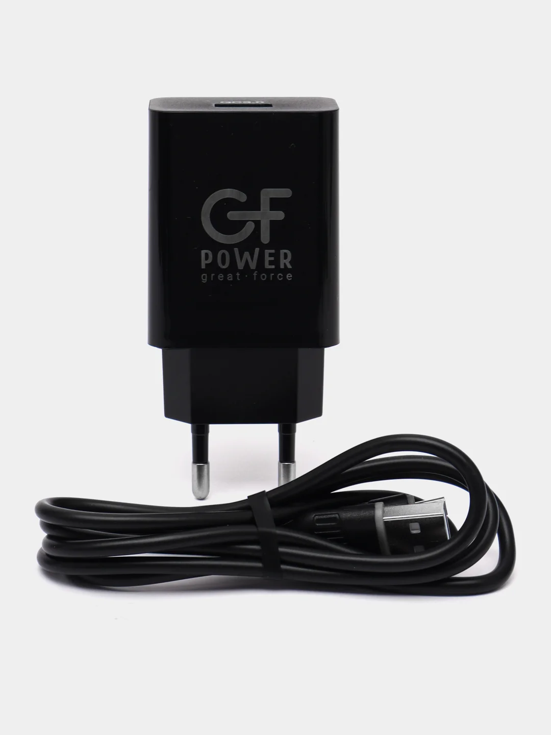 Черный сетевое зарядное устройство GFPower GF21M + кабель Micro-USB, USB-порт, QC3.0, 18Вт