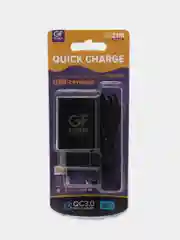 Черный сетевое зарядное устройство GFPower GF21M + кабель Micro-USB, USB-порт, QC3.0, 18Вт