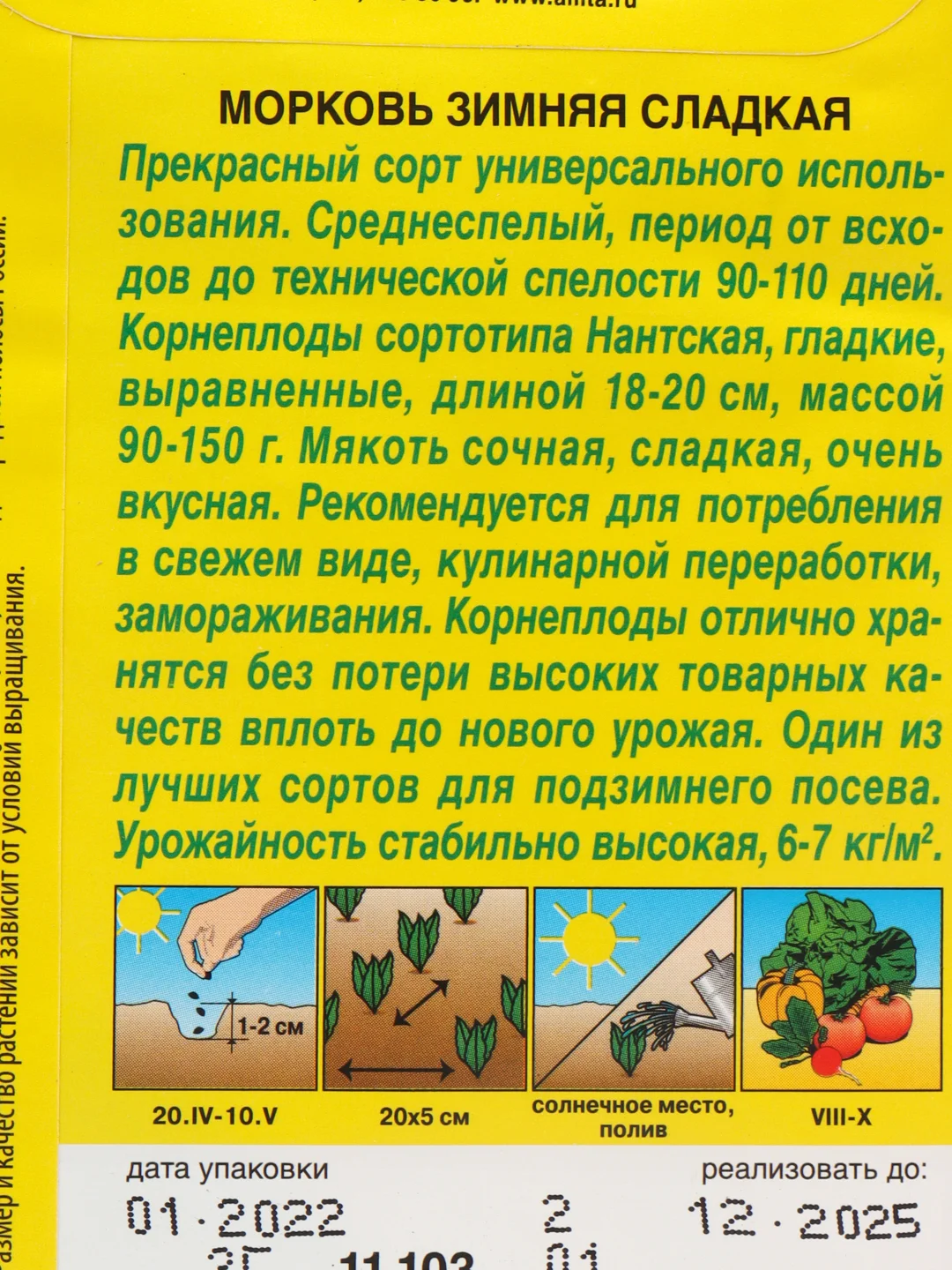 Морковь Зимняя сладкая 2г семена (Аэлита)