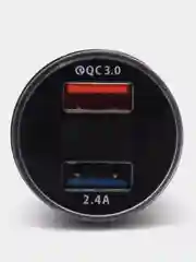 Черный автомобильное зарядное устройство в автомобиль прикуривателя, 2 USB, 12 В QC3.0 + 2.4A