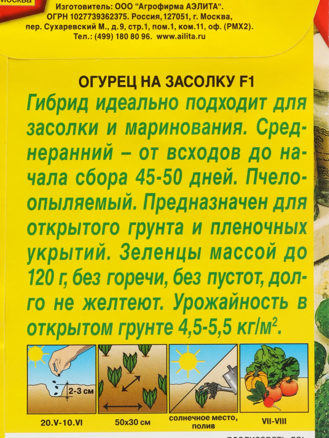 Огурец На засолку F1 10шт. (Аэлита)