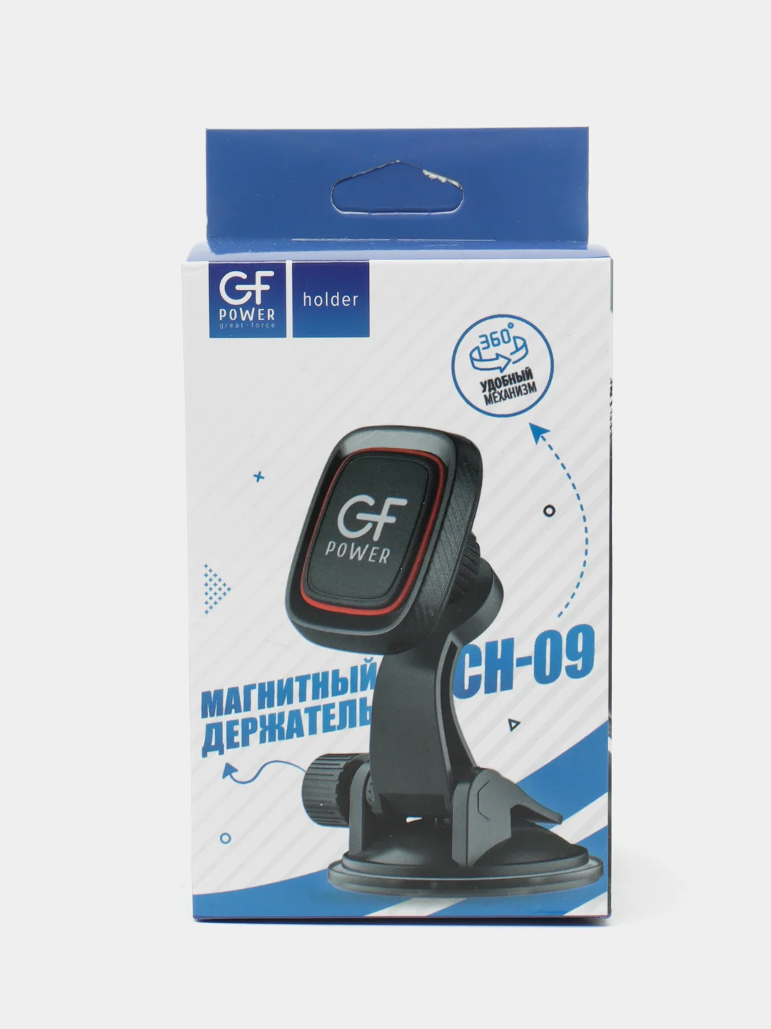Держатель для телефона магнитный GFPoWeR CH-09, присоска, на приборную панель/стекло, 360