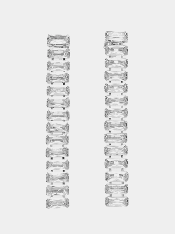 Серьги серебристые, висячие