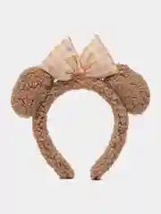 Бежевый мягкий/пушистый ободок на голову с ушками женский/детский/подростковый
