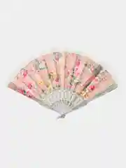 Розовый веер складной ручной  "Цветы на сетке с кружевом" МИКС 23 см