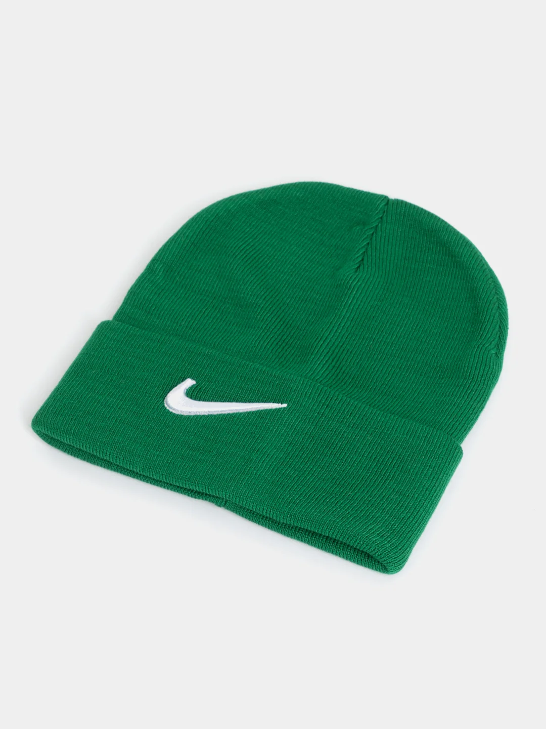 Лесной зеленый шапка женская двухслойная трикотажная с нашивкой Найк (Nike)