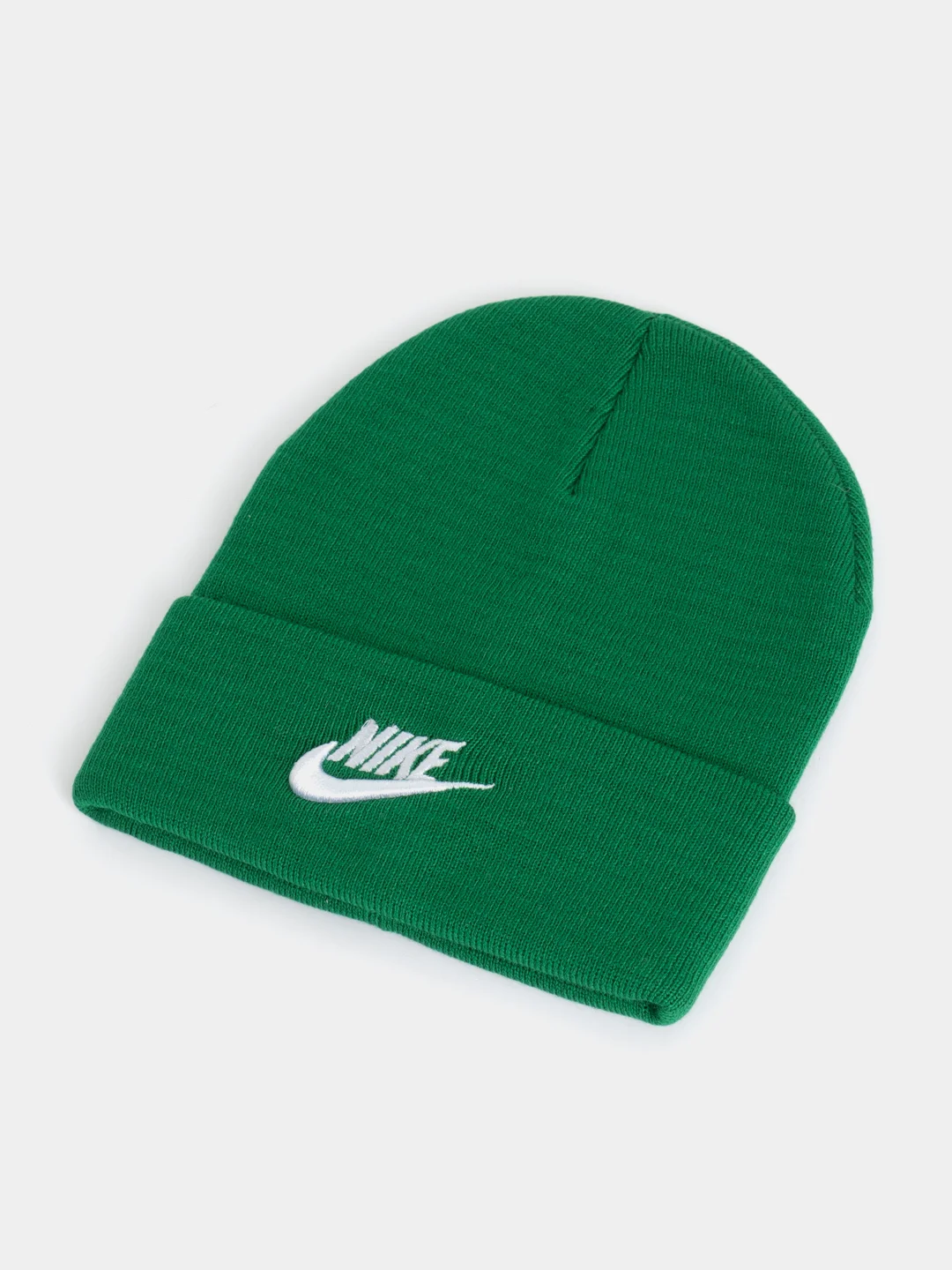 Зеленый шапка женская двухслойная трикотажная с нашивкой Найк (Nike)