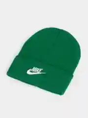 Зеленый шапка женская двухслойная трикотажная с нашивкой Найк (Nike)