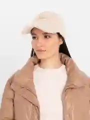 Бежевый утепленная кепка - бейсболка с нашивкой Найк (Nike)