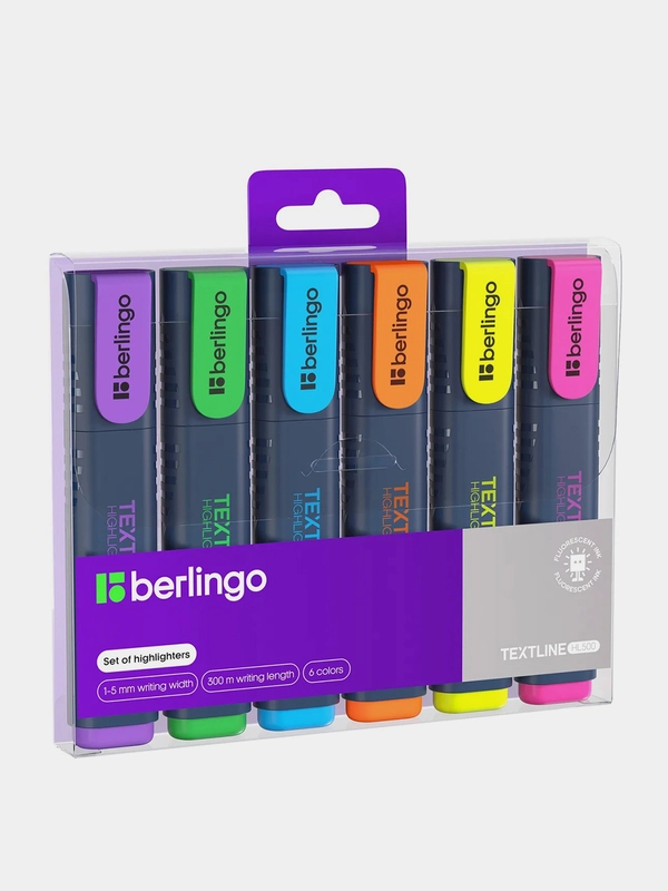 Набор текстовыделителей Berlingo "Textline HL500" 06цв., 1-5мм, чехол с европодвесом