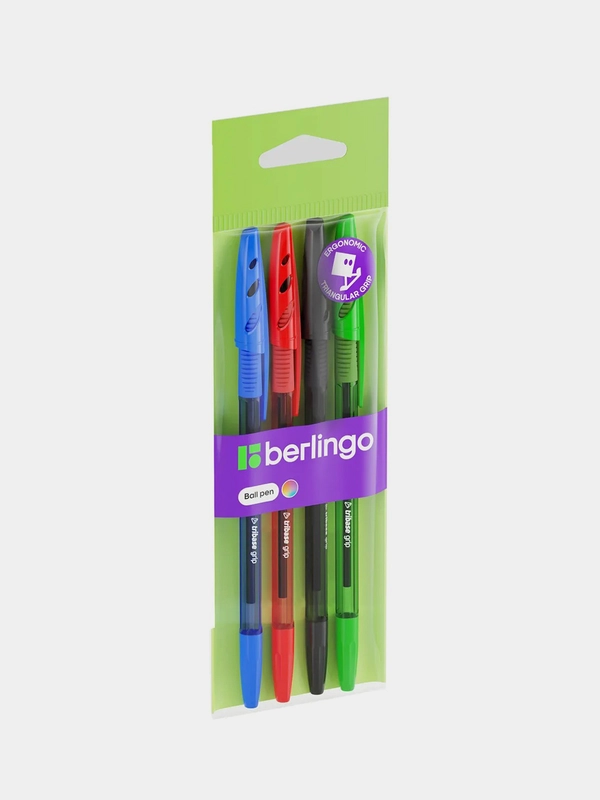 Набор шариковых ручек Berlingo "Tribase grip" 4 шт., 4 цв., 1,0мм, грип, пакет