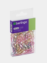 Скрепки 28мм, Berlingo, 100 шт, цветные, ПВХ упак., европодвес, розовый и золотой