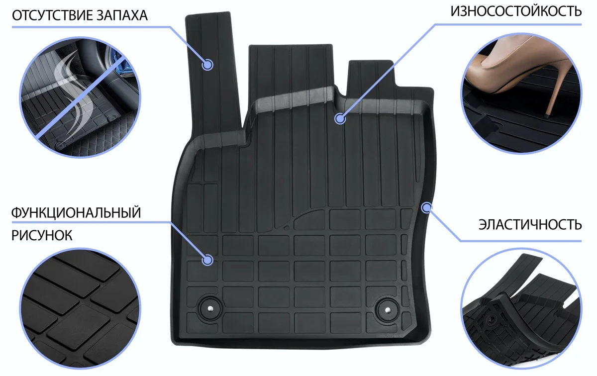 Черный коврики в салон Rival Lada Vesta SD,SW 15-/Vesta CNG SD 17-/Vesta Cross SD,SW 17- 66002002