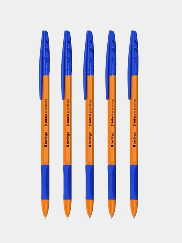 Ручка шариковая Berlingo "Tribase grip Orange" синяя, 0,7 мм, грип, 5 шт