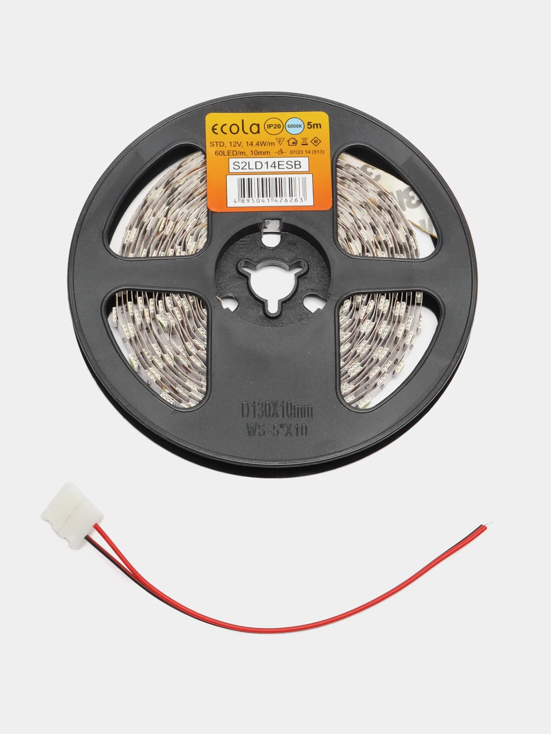 Лента светодиодная 12V 14.4 Вт/м 60 свд/м IP20 6000K 5м 840 Лм/м Ecola SMD5050 S2LD14ESB