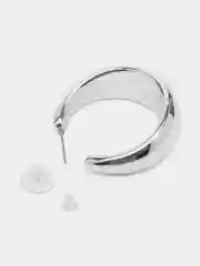 Серый металлик серьги крупные, бижутерия, гвоздики