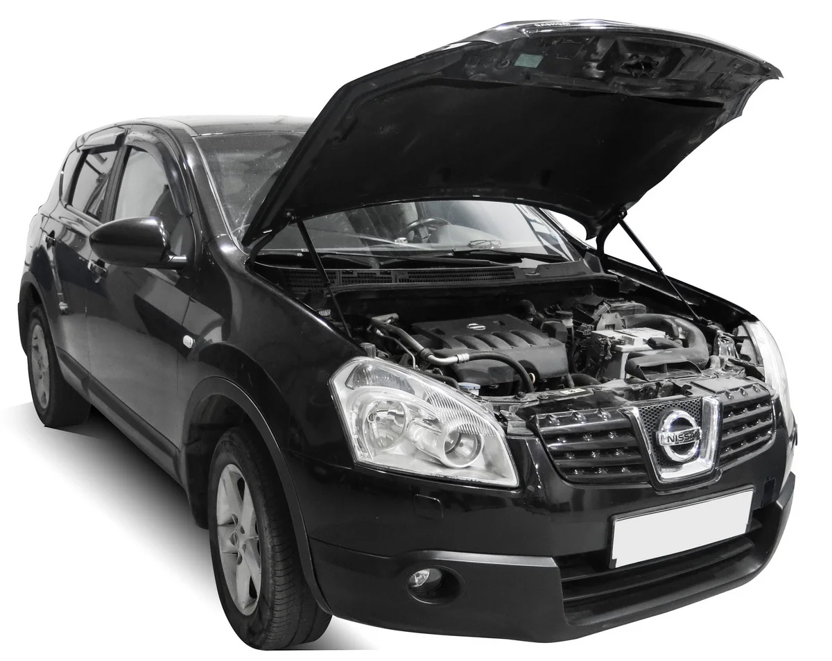 Черный газовые упоры капота АвтоУпор для Nissan Qashqai I 2006-2014, 2 шт., UNIQAS012