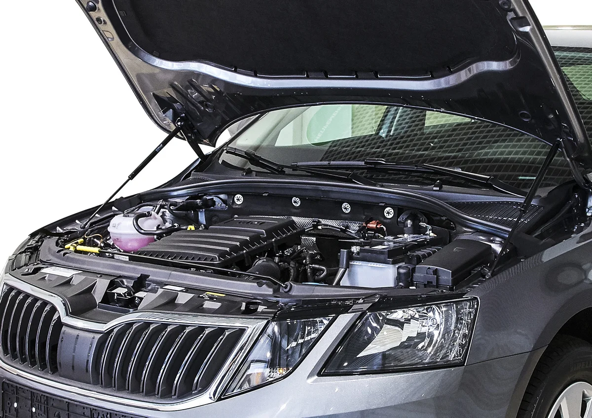 Черный газовые упоры капота АвтоУпор для Skoda Octavia (Шкода Октавия) A7 2013-2020, USKOA7012