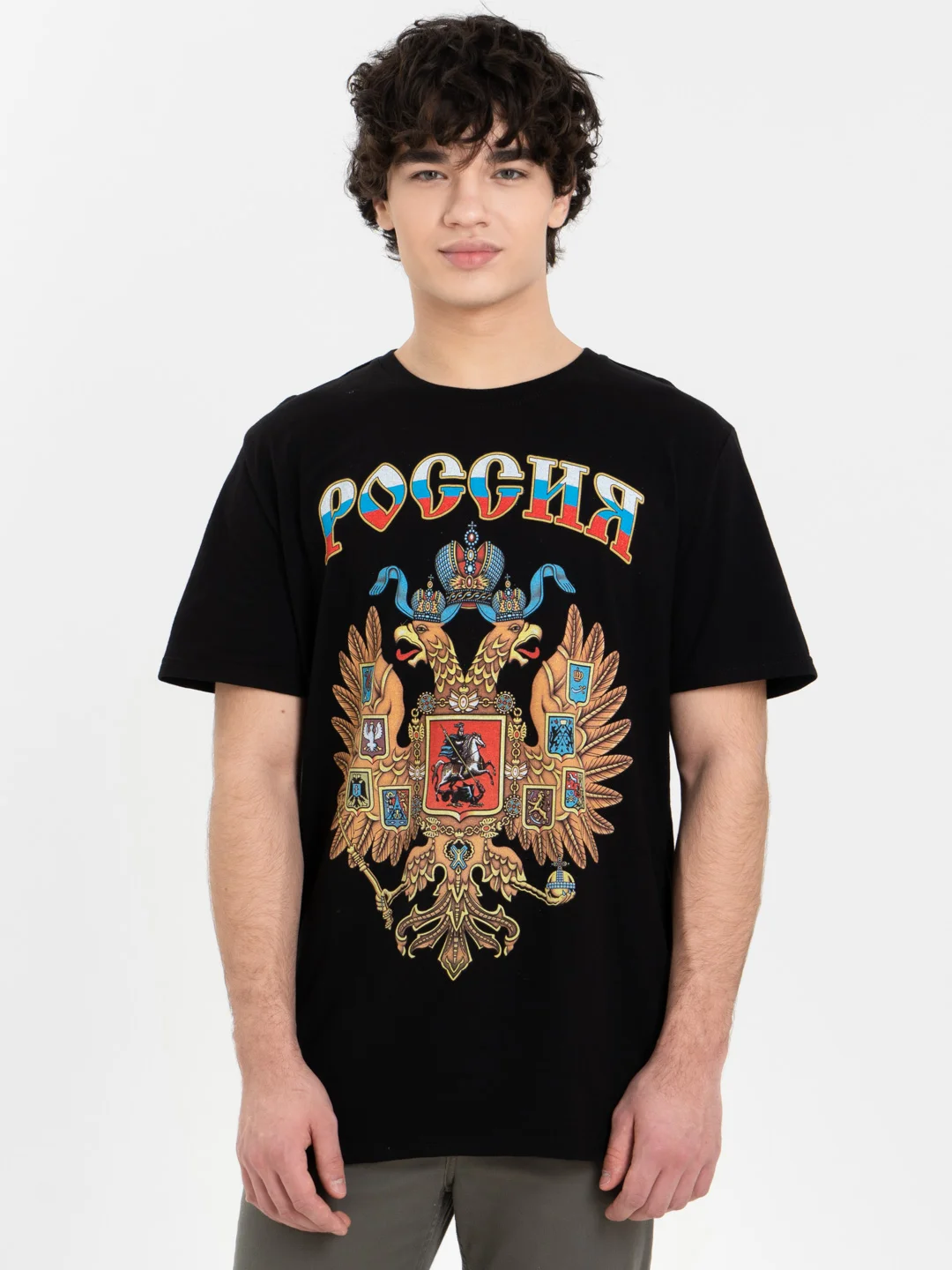 Черный футболка Россия