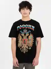 Черный футболка Россия
