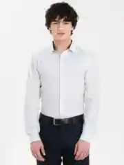 Белый рубашка мужская с длинным рукавом, приталенная Slim Fit