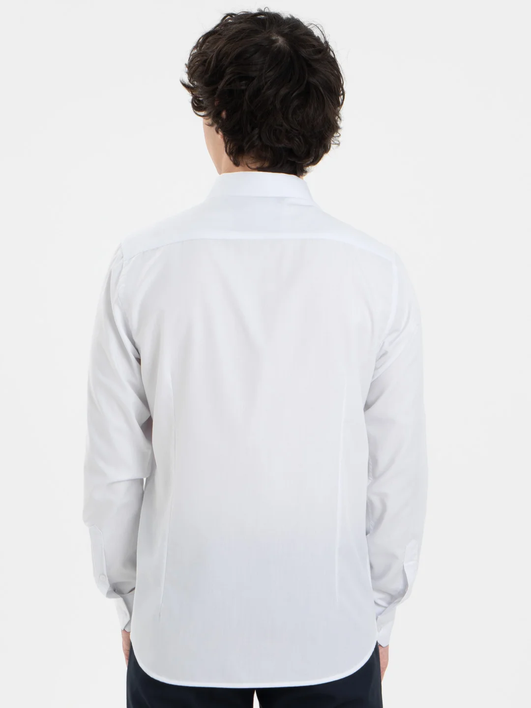 Белый рубашка мужская с длинным рукавом, приталенная Slim Fit
