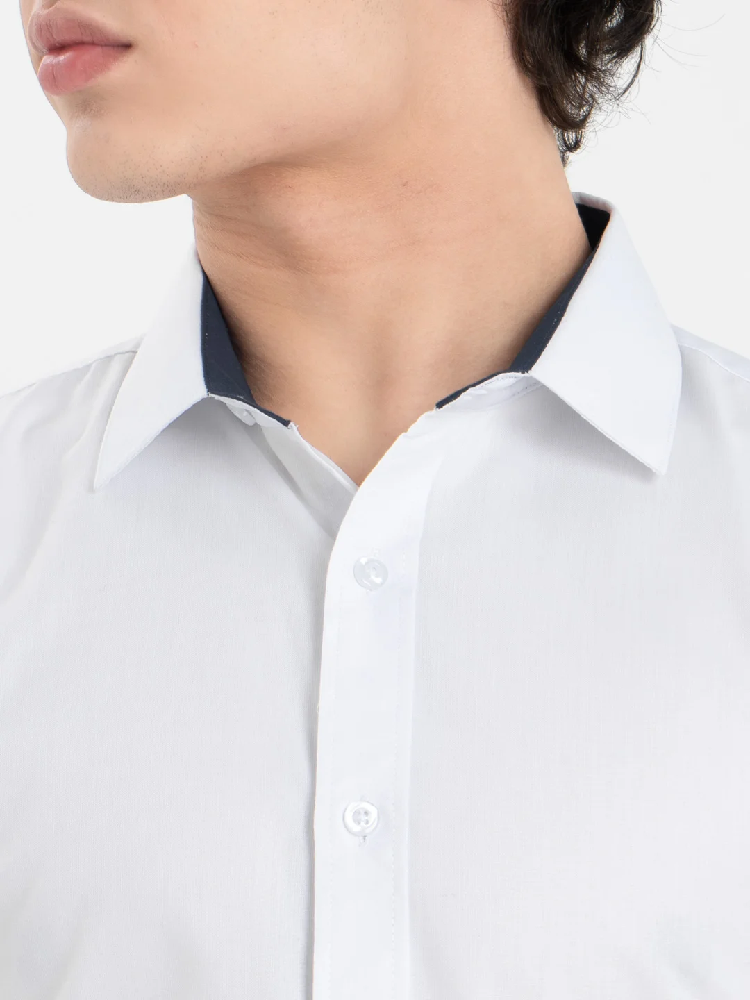 Белый рубашка мужская с длинным рукавом, приталенная Slim Fit