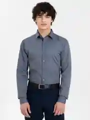 Серый рубашка мужская с длинным рукавом, приталенная Slim Fit