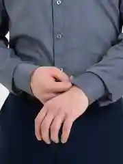 Серый рубашка мужская с длинным рукавом, приталенная Slim Fit