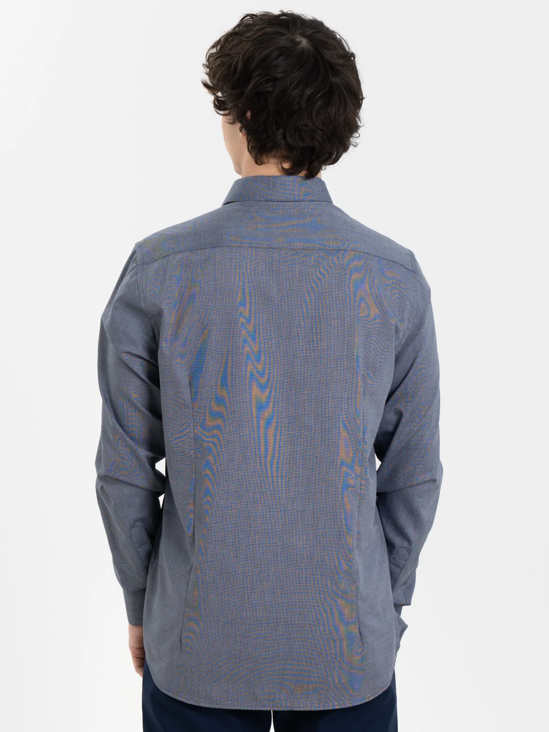 Серый рубашка мужская с длинным рукавом, приталенная Slim Fit