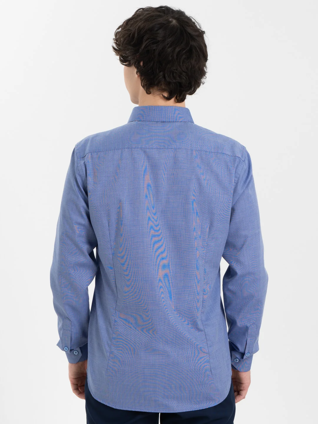 Серый рубашка мужская с длинным рукавом, приталенная Slim Fit