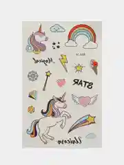 Белый временная переводная татуировка с единорогами, 12 х 7,5 см