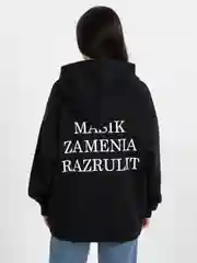 Черный худи женское оверсайз с капюшоном Мой масик за меня разрулит