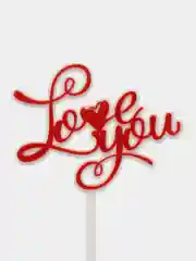 Топпер "Love You" белый акрил с красной надписью