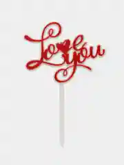 Топпер "Love You" белый акрил с красной надписью