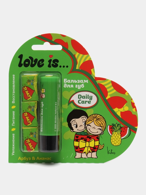 Бальзам для губ Love is "Арбуз-Ананас" увлажняющий, с жевательной резинкой в подарок
