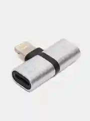 Серебряный переходник на iPhone 8 pin(m) - 2x 8 pin(f) зарядка+музыка КОМПАКТНЫЙ, СТАБИЛЬНЫЙ СИГНАЛ