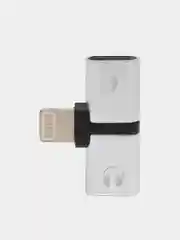 Серебряный переходник на iPhone 8 pin(m) - 2x 8 pin(f) зарядка+музыка КОМПАКТНЫЙ, СТАБИЛЬНЫЙ СИГНАЛ
