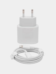 Зарядный комплект для iPhone USB-C ,20 W, кабель Type-C - Lightning, 20 Вт, белый