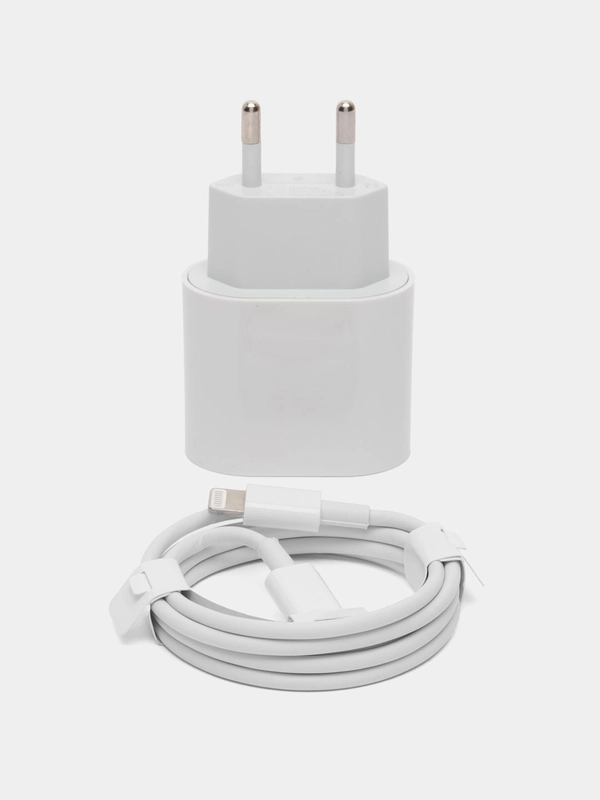 Зарядный комплект для iPhone USB-C ,20 W, кабель Type-C - Lightning, 20 Вт, белый