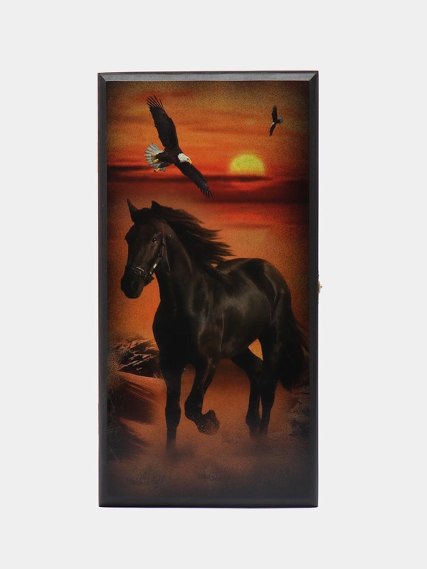 Нарды "Жеребец", деревянная доска 40 x 40 см, с полем для игры в шашки