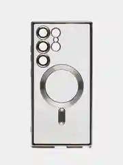 Серебряный чехол накладка c защитой камеры для Samsung S24 Ulta, S24 Plus, S24  MagSafe магнит