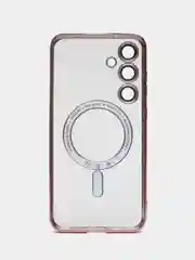 Тёмно-розовый чехол накладка c защитой камеры для Samsung S24 Ulta, S24 Plus, S24  MagSafe магнит