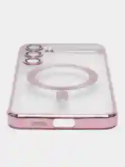 Тёмно-розовый чехол накладка c защитой камеры для Samsung S24 Ulta, S24 Plus, S24  MagSafe магнит