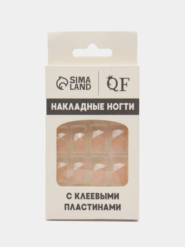 Накладные ногти Line, форма мягкий квадрат, с клеевыми пластинами, 12 штук